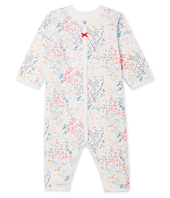 Baby-Strampler ohne Fuß aus Doppeljersey für Mädchen weiss MARSHMALLOW/ MULTICO CN
