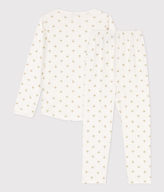 Kinder-Kurzpyjama aus Baumwolle für Mädchen weiss MARSHMALLOW/weiss MULTICO