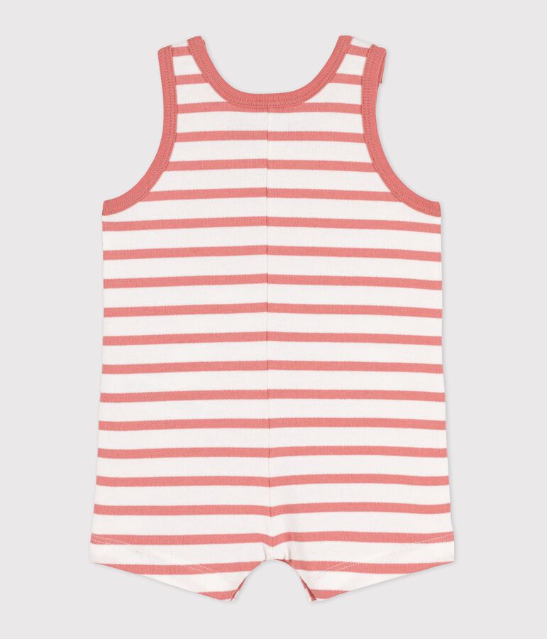 Baby-Kurzoverall aus dickem Jersey weiss MARSHMALLOW/ PAPAYE