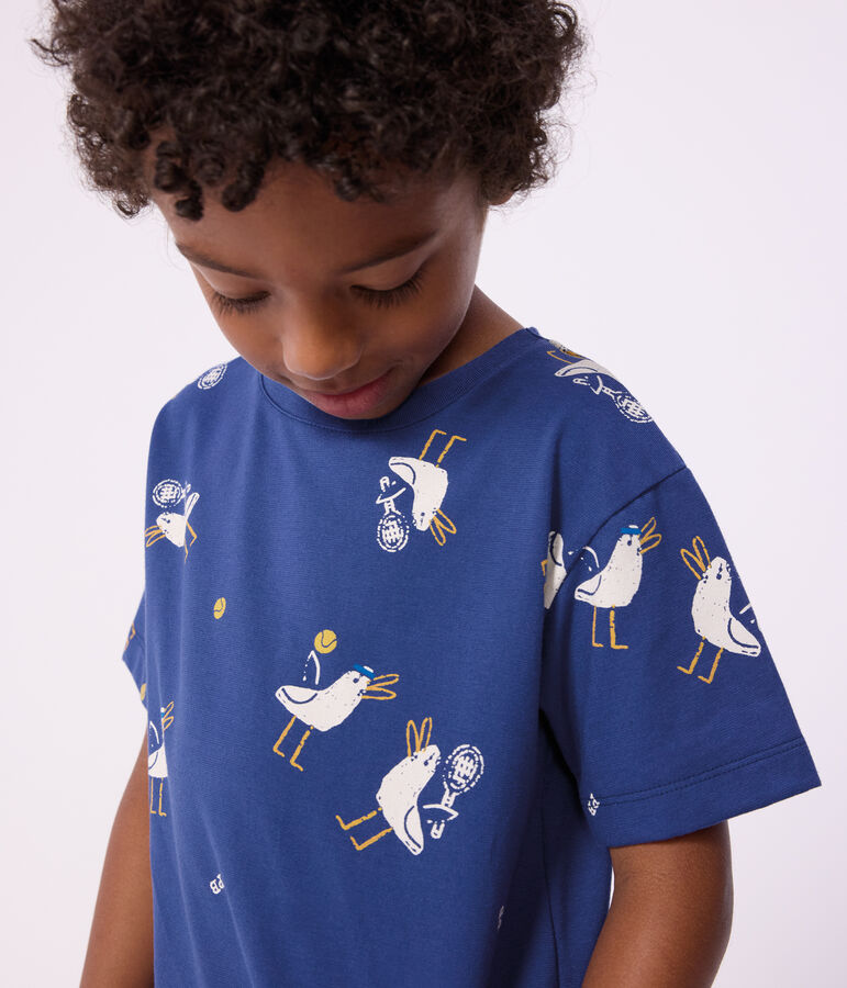 Kurz&auml;rmeliges Kinder-T-Shirt aus Baumwolle mit M&ouml;wenmotiv blau/vielfarbig