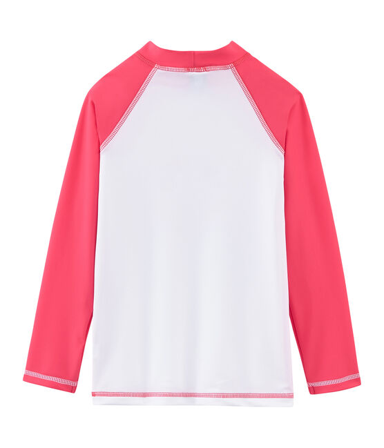Anti-UV-T-Shirt LSF 50+ Kinder Mädchen und Jungen weiss MARSHMALLOW/rosa CUPCAKE