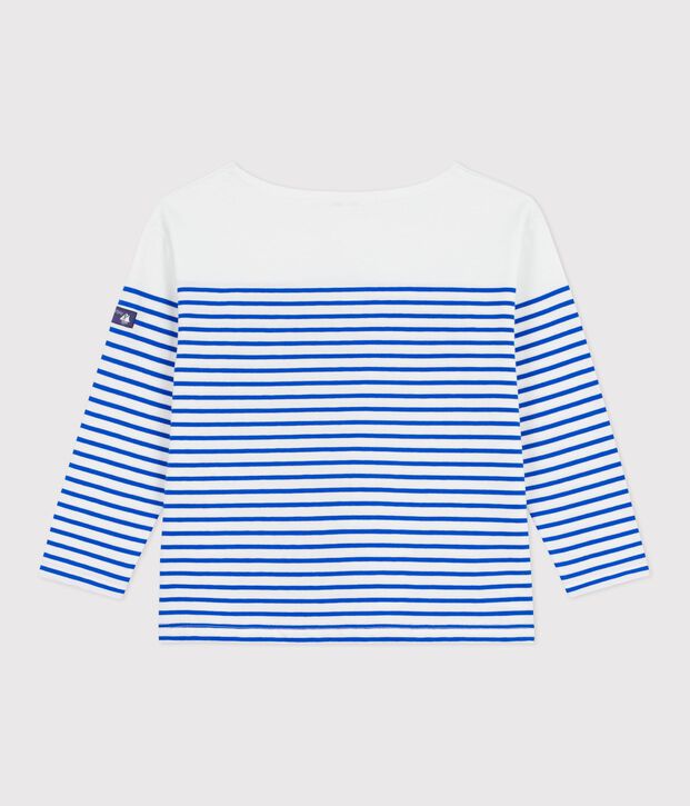 Kinder-Shirt Marini&egrave;re aus Baumwolle mit Streifen weiss/blau