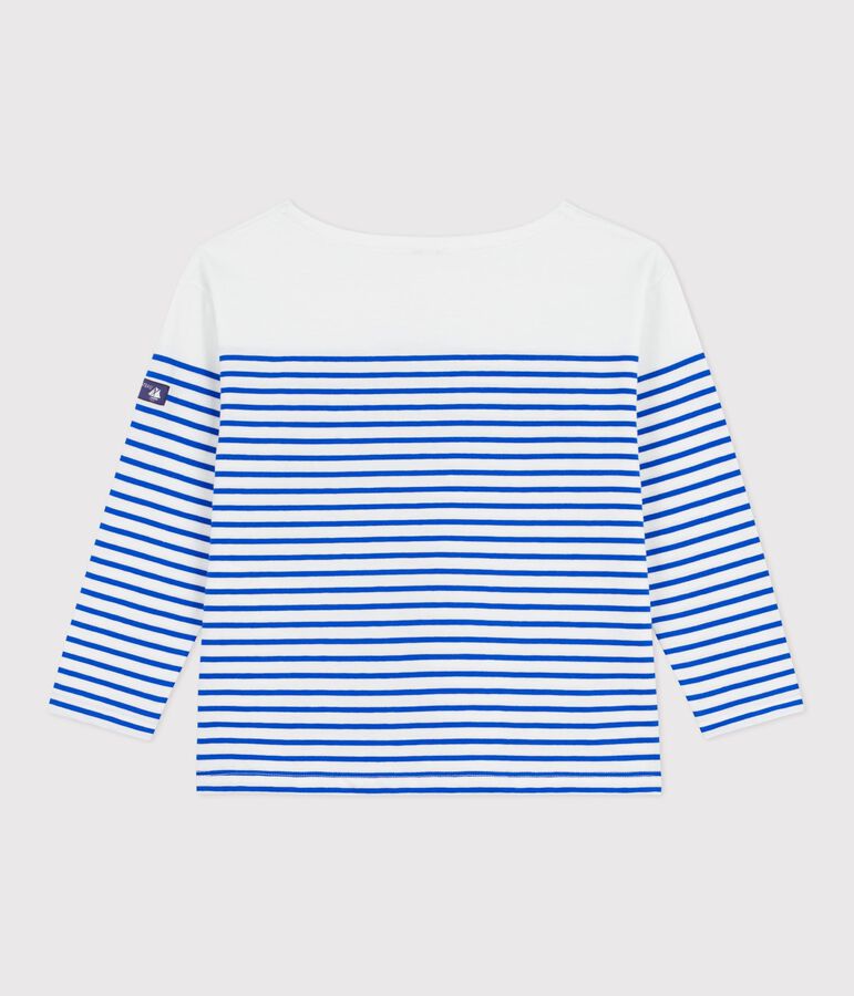 Kinder-Shirt Marini&egrave;re aus Baumwolle mit Streifen weiss/blau