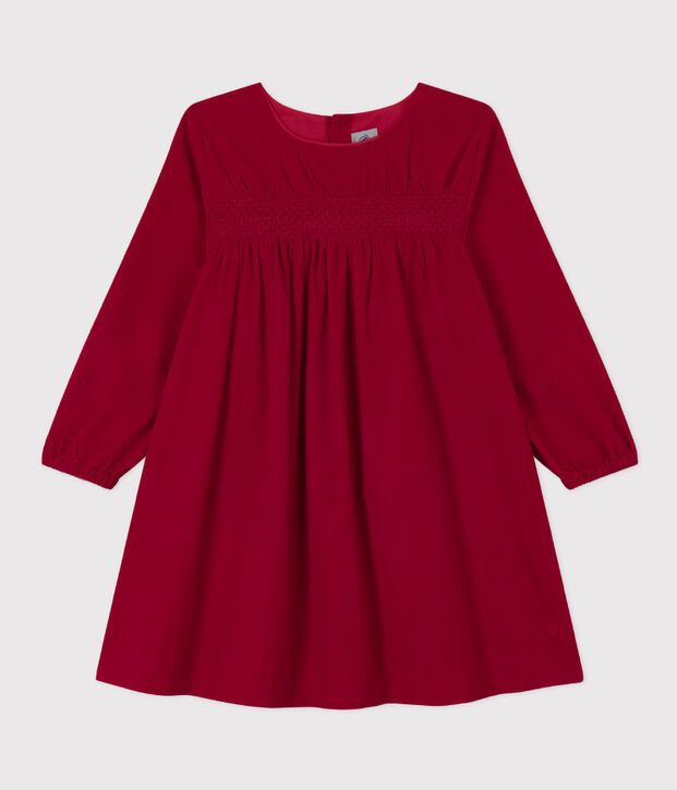 Lang&auml;rmeliges Kinderkleid aus Cord f&uuml;r M&auml;dchen rot