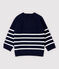 Baby-Pullover aus Baumwollstrick mit Leinenanteil Jungen blau SMOKING/weiss MARSHMALLOW