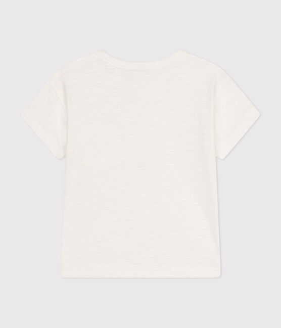 Kurzärmeliges Baby-T-Shirt aus geflammtem Jersey weiss MARSHMALLOW