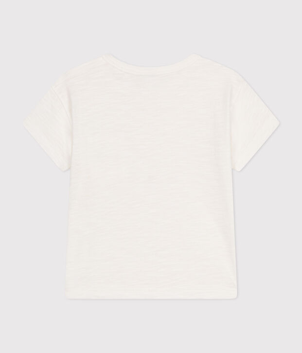 Kurz&auml;rmeliges Baby-T-Shirt aus geflammtem Jersey weiss