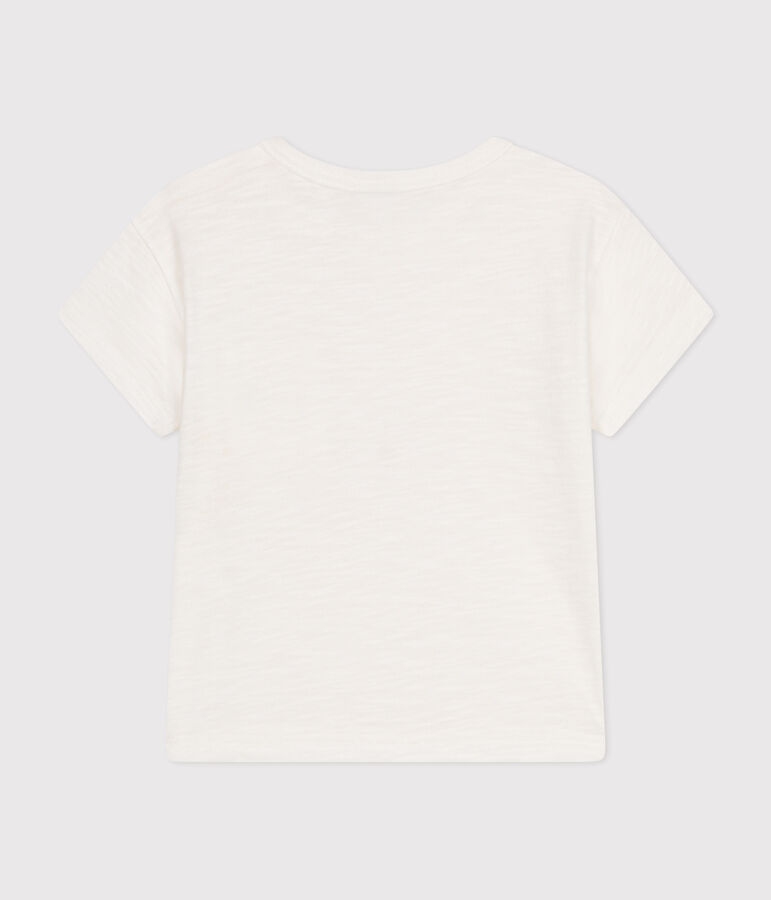 Kurz&auml;rmeliges Baby-T-Shirt aus geflammtem Jersey weiss