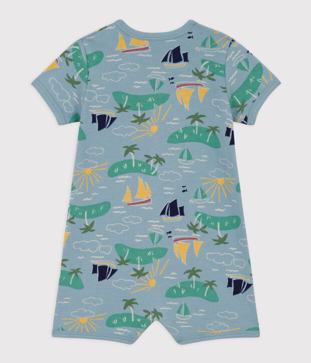 Baby-Kurzoverall aus Baumwolle mit Entdeckermotiv blau/vielfarbig