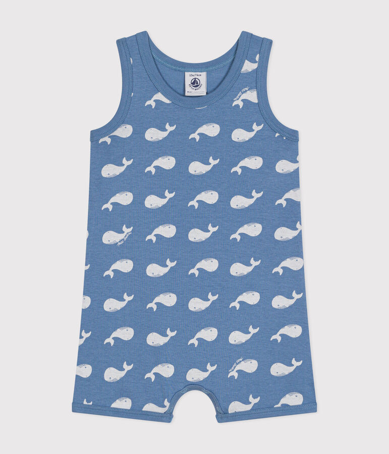 Baby-Kurzoverall aus Baumwolle mit Wal-Printmotiv blau BEACH/ MARSHMALLOW