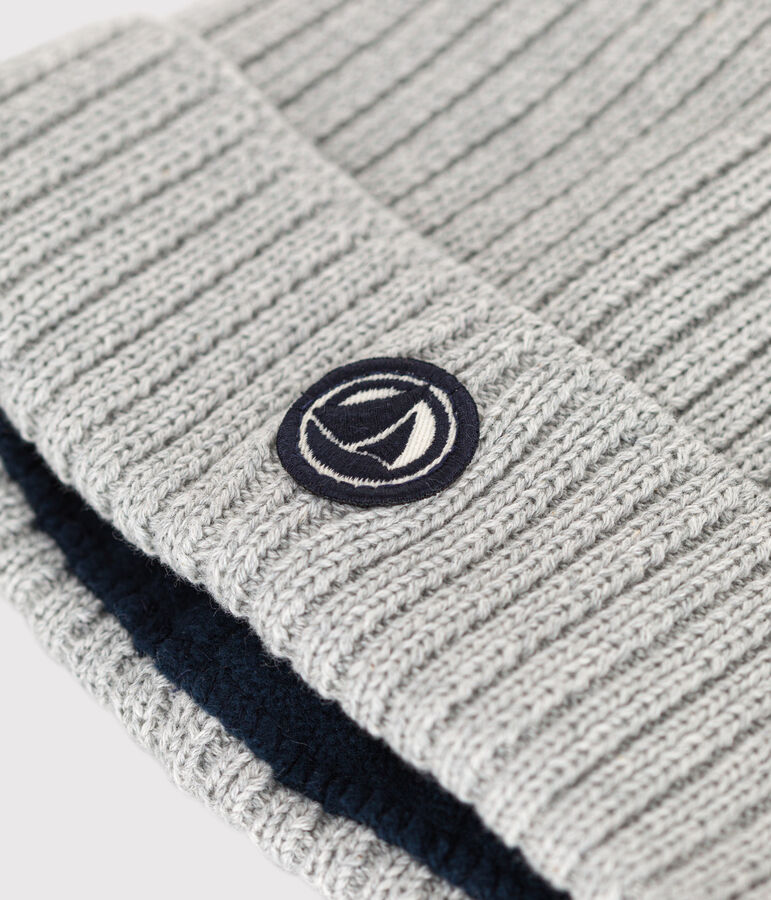 Kinder-Strickm&uuml;tze mit Fleece gef&uuml;ttert grau