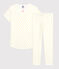 Kinderpyjama aus Baumwolle mit gelbem Polka-Dot-Muster für Mädchen weiss MARSHMALLOW/ SUNNY