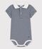 Baby-Body aus Bio-Baumwolle mit Ringelstreifen und Polokragen blau SMOKING/weiss MARSHMALLOW
