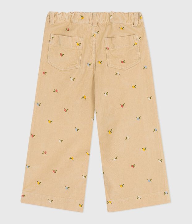 Kinder-Hose aus Fein-Cord mit Muster beige/vielfarbig