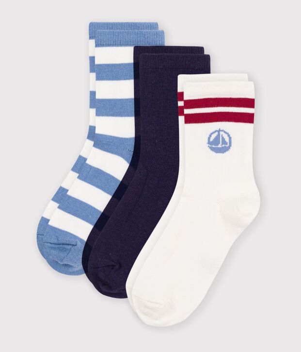 3er-Set Kinder-Socken aus Baumwolle mit Streifen vielfarbig