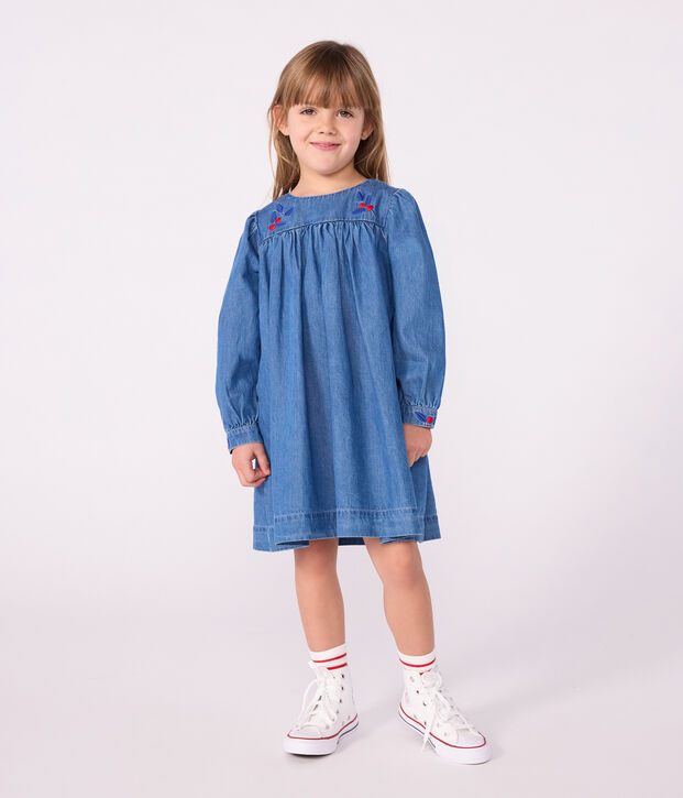 Lang&auml;rmeliges Kinder-Kleid aus Denim blau
