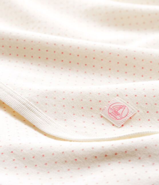 Decke für Neugeborene aus Rippstrick weiss MARSHMALLOW/rosa GRETEL/ MULTICO