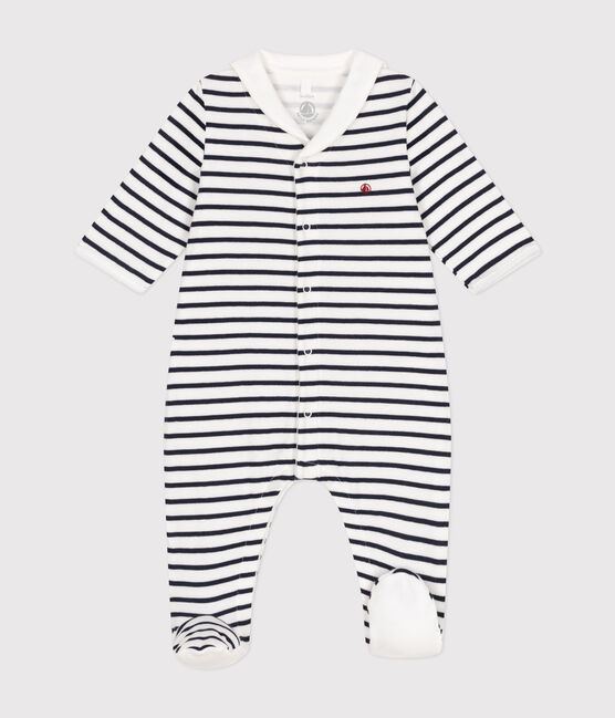 Strampler aus Doppeljersey weiss MARSHMALLOW/blau SMOKING