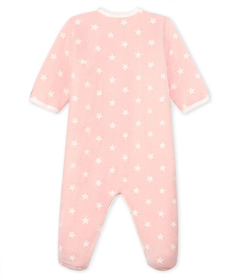 Baby-Pyjama zum &Uuml;berziehen aus Fleece f&uuml;r M&auml;dchen rosa/weiss
