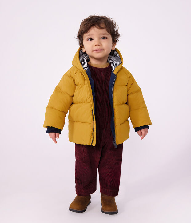 Baby-Winterjacke aus einfarbigem Polyester gelb