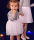 Gestreiftes Baby-Kleid aus Doppeljersey und Tüll