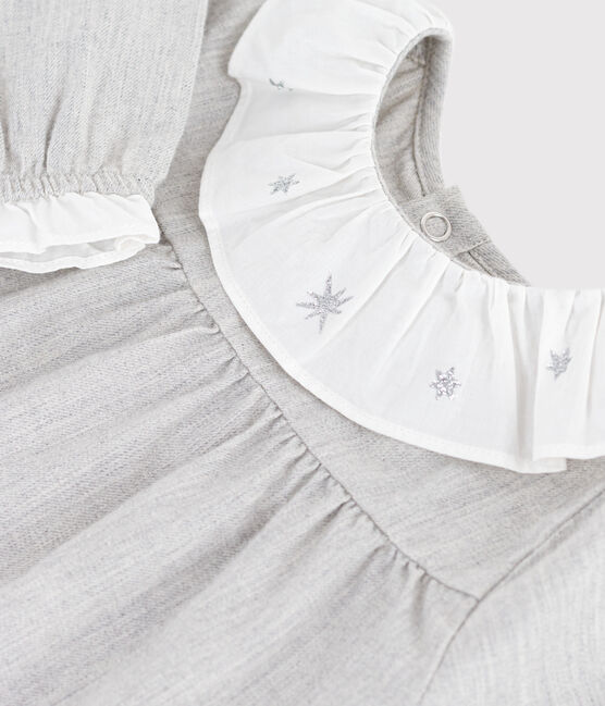 Langärmeliges Baby-Kleid mit Kragen aus einfarbigem Flanell grau FUMEE CHINE