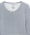 damen-langarmshirt aus woll/baumwollgemisch blau TURQUIN/weiss MARSHMALLOW