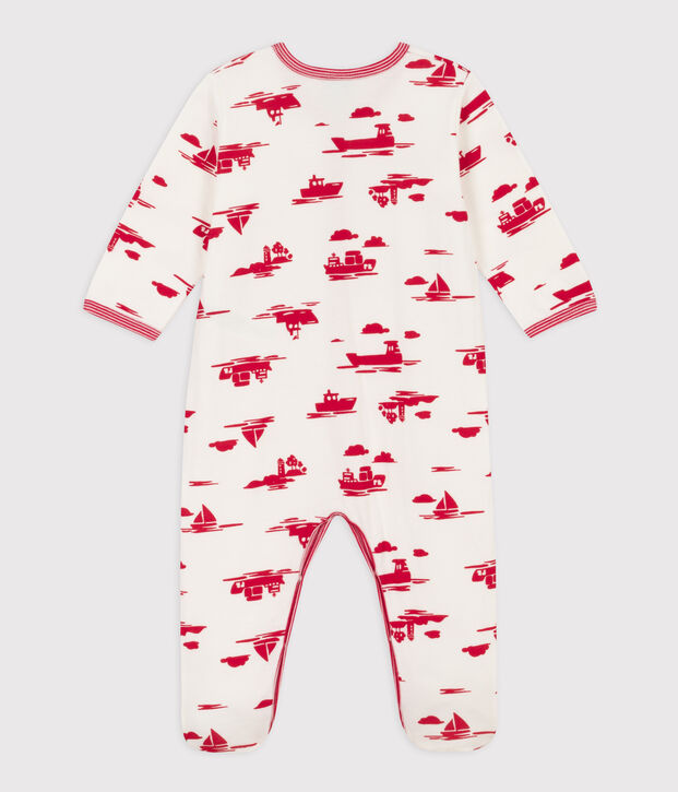Bedruckter Strampler aus Doppeljersey weiss/rot