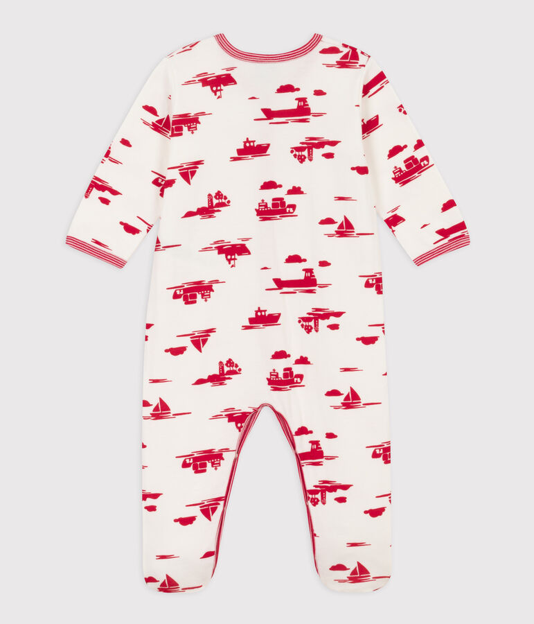 Bedruckter Strampler aus Doppeljersey weiss/rot