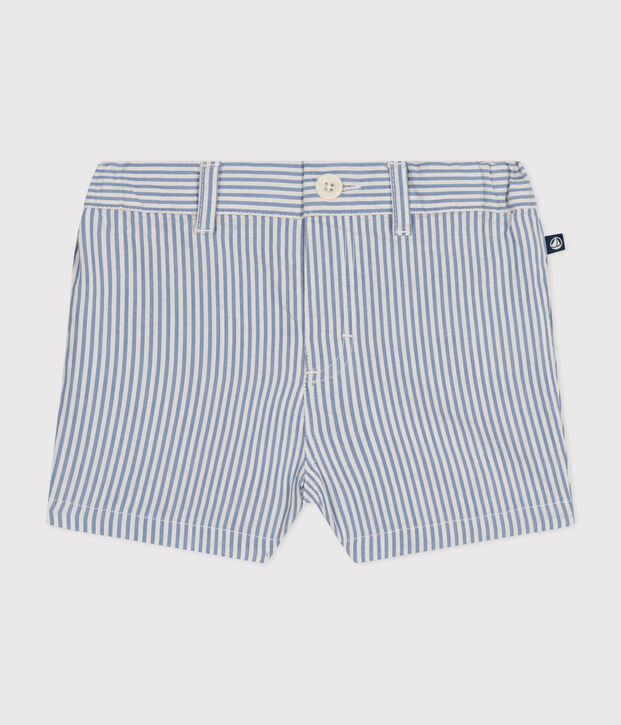 Baby-Shorts aus Seersucker blau/weiss