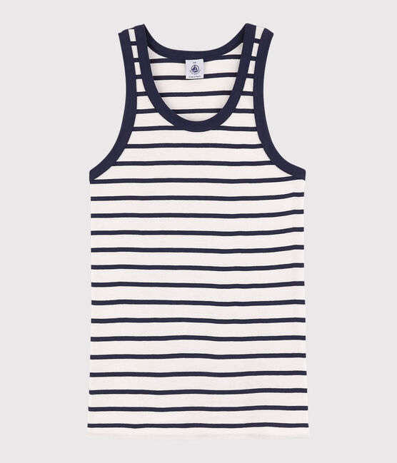 Klassisches Tanktop aus gestreifter Baumwolle für Damen weiss MARSHMALLOW/blau SMOKING