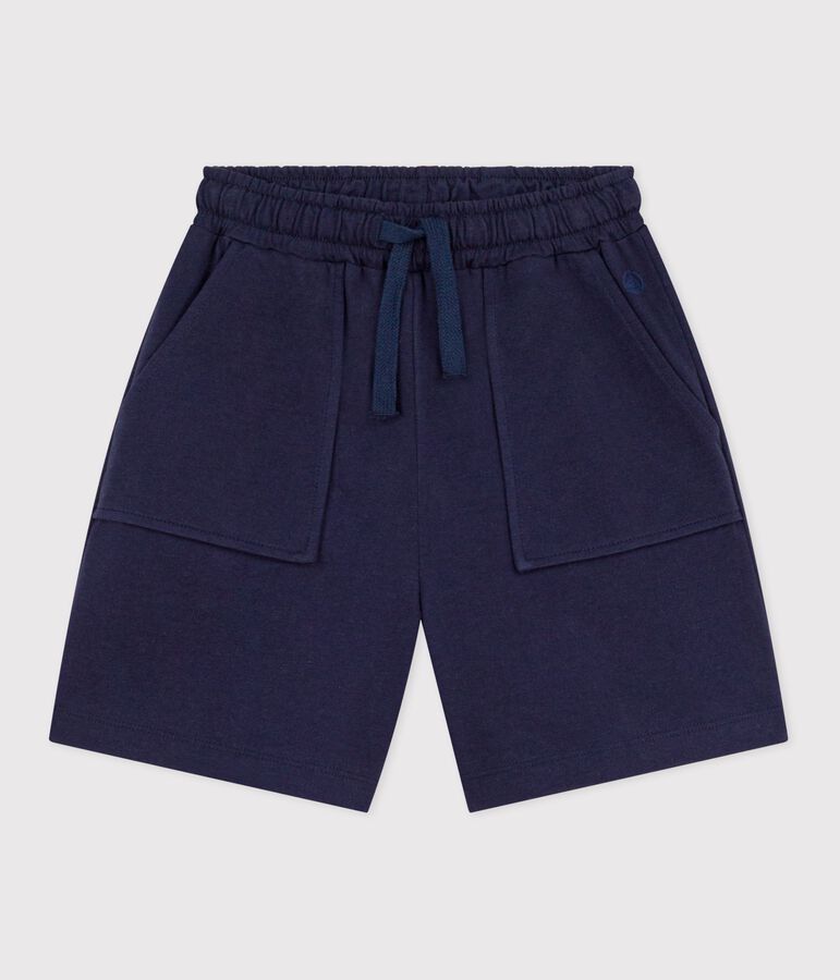 Kinder-Bermudashorts aus einfarbiger Baumwolle blau