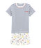 Rippstrick-Kurzpyjama für kleine Jungen weiss MARSHMALLOW/weiss MULTICO