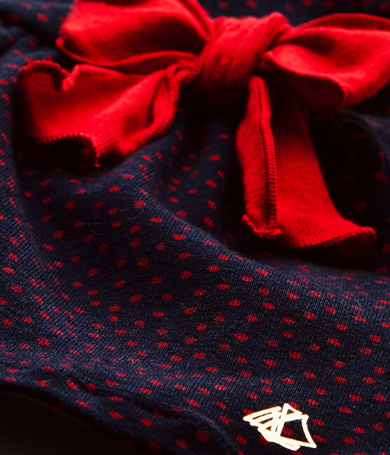 Bedrucktes Baby-Mädchen-Kleid blau SMOKING/rot TERKUIT
