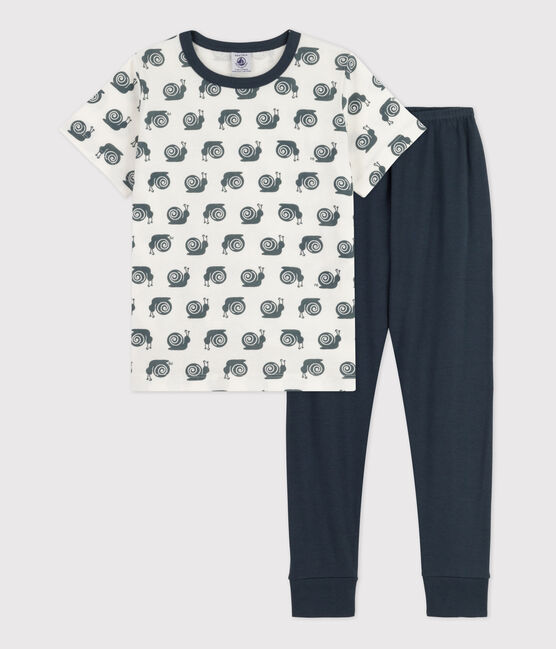 Kurzärmeliger Kinderpyjama aus Baumwolle mit Schneckenmotiv für Jungen DUCKY/ MARSHMALLOW