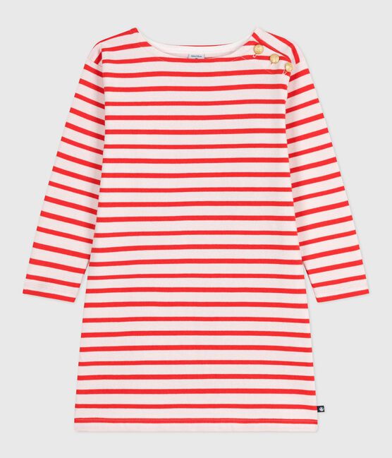 Langärmeliges Kinder-Kleid aus Baumwolle mit Streifen rosa FLEUR/ SPICY