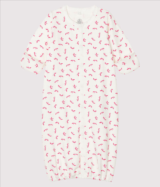 Kombi-Overall aus Rippstrick für Babys weiss MARSHMALLOW/rosa GROSEILLER