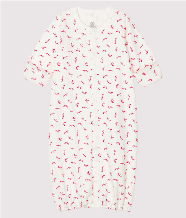 Kombi-Overall aus Rippstrick f&uuml;r Babys weiss/rosa