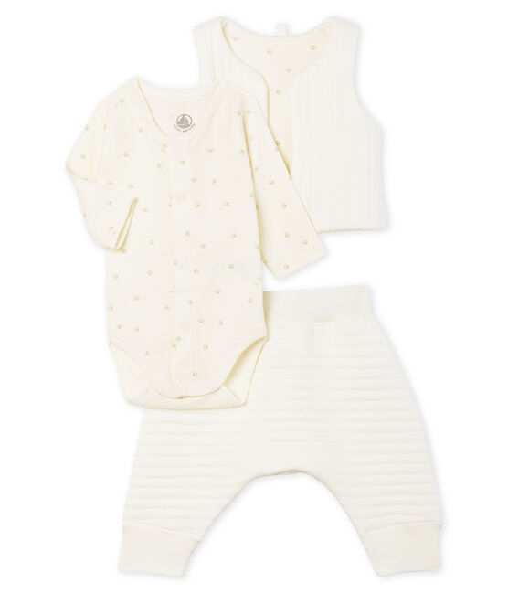 3-teiliges Baby-Set aus Doppeljersey weiss MARSHMALLOW
