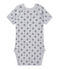 Bedruckter Baby-Jungen-Wickelbody mit kurzen Ärmeln grau POUSSIERE/blau MEDIEVAL