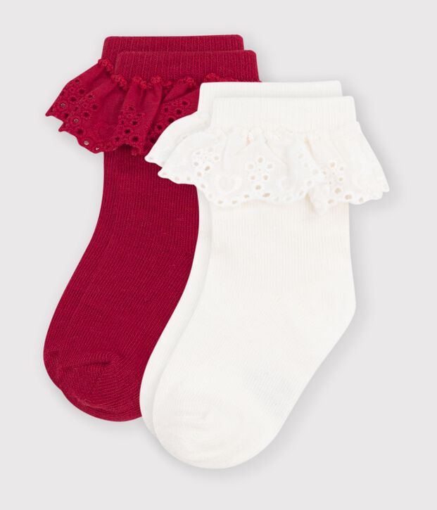 2er-Set Babysocken aus Baumwolle mit R&uuml;schen vielfarbig