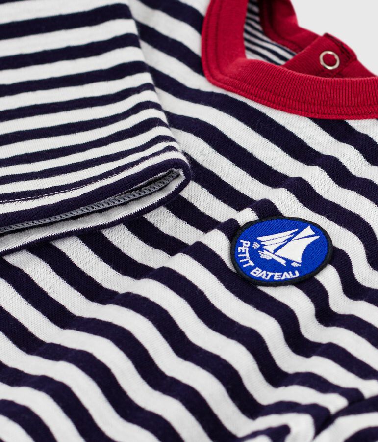 Lang&auml;rmeliges Baby-T-Shirt aus Baumwolle mit Streifen blau/naturfarben