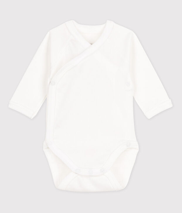 Kurz&auml;rmeliger Baby-Body in Wickelform M&auml;dchen/Jungen weiss
