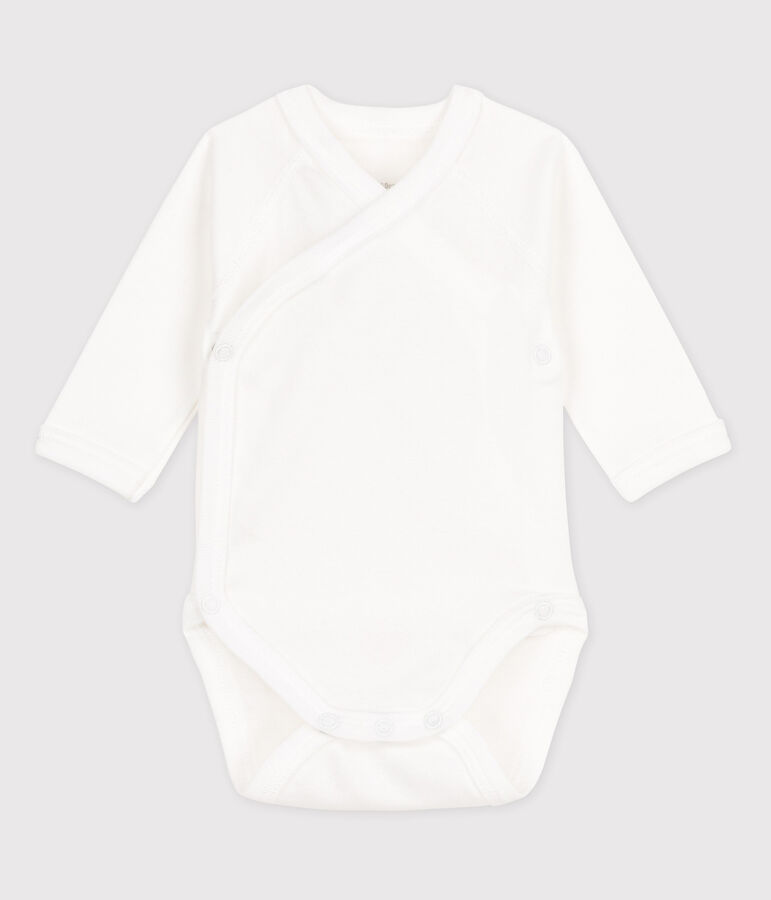 Kurz&auml;rmeliger Baby-Body in Wickelform M&auml;dchen/Jungen weiss