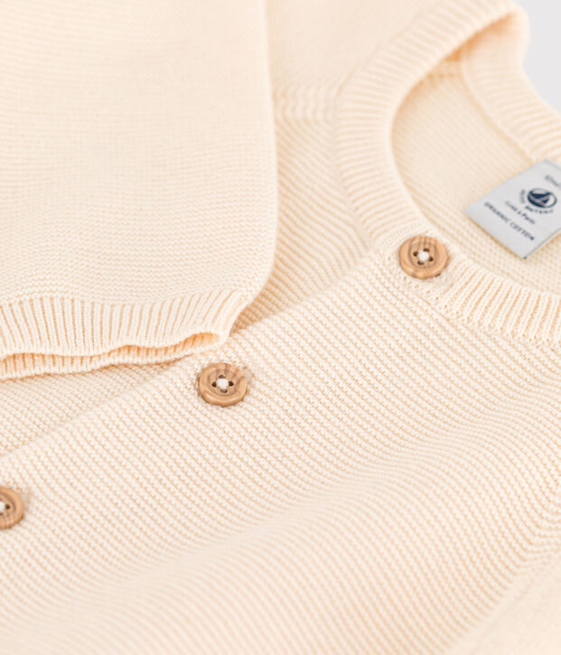 Langer Baby-Overall aus Strick naturfarben