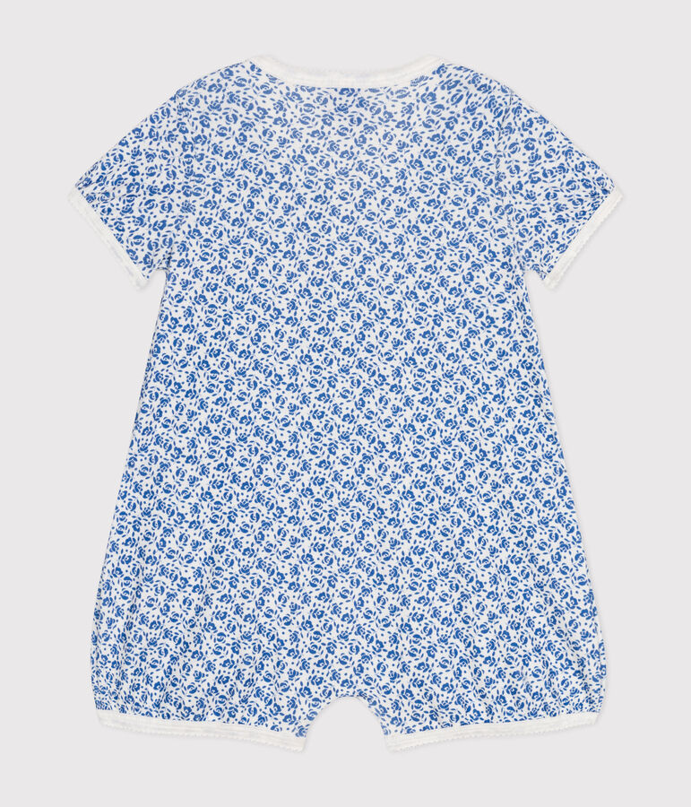 Baby-Kurzoverall aus Baumwolle weiss/blau