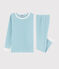 Snugfit-Kinderpyjama aus Baumwolle mit blauen Streifen für Jungen blau TIKI/weiss MARSHMALLOW