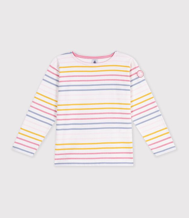 Kinder-Streifenshirt Marini&egrave;re aus Baumwolle weiss/vielfarbig