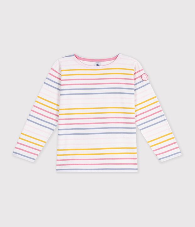 Kinder-Streifenshirt Marini&egrave;re aus Baumwolle weiss/vielfarbig