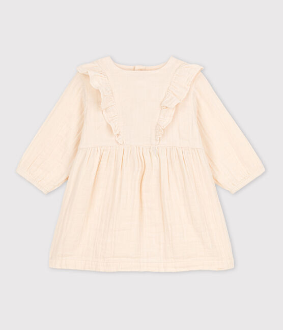 Langärmeliges Babykleid aus Musselin naturfarben AVALANCHE
